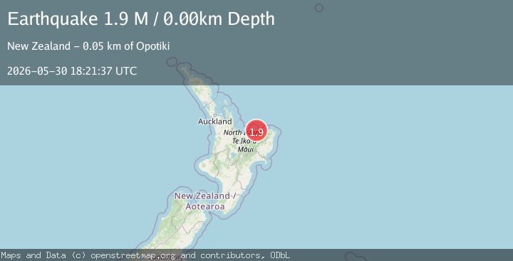 Map of off the east coast of the North Island of New Zealand