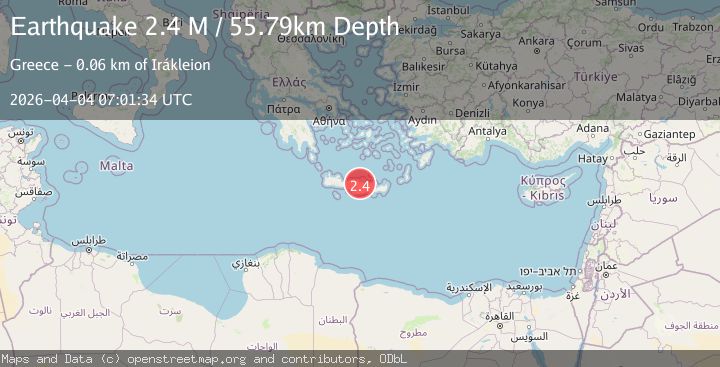 Map of Offshore Crete, Greece