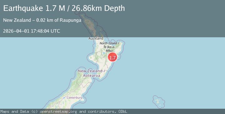 Map of off the east coast of the North Island of New Zealand