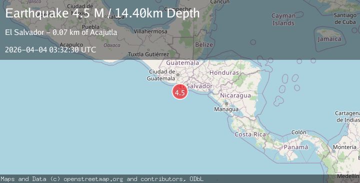 Map of offshore El Salvador