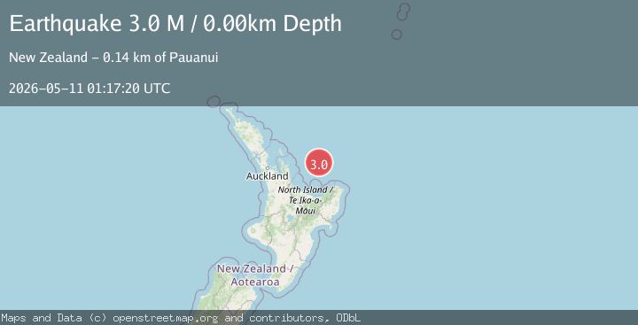 Map of off the east coast of the North Island of New Zealand