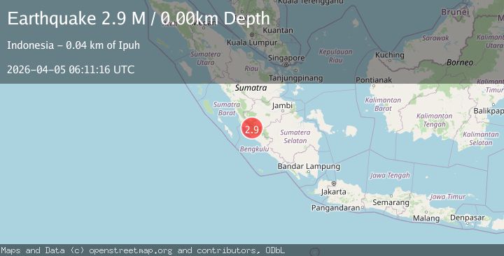 Map of southern Sumatra, Indonesia