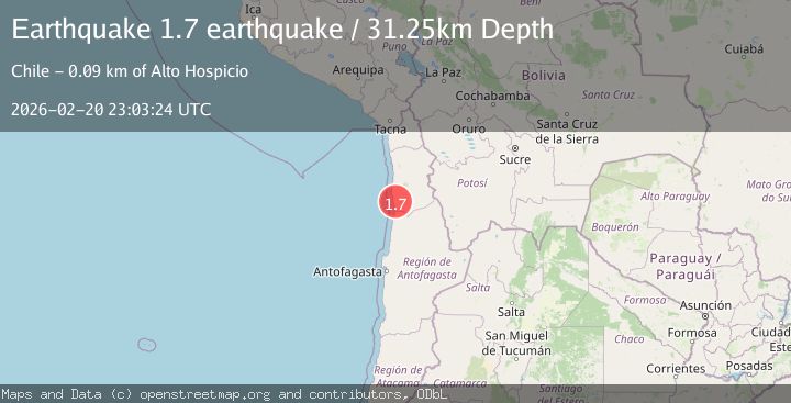 Map of near the coast of Antofagasta, Chile