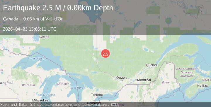 Map of southern Quebec, Canada