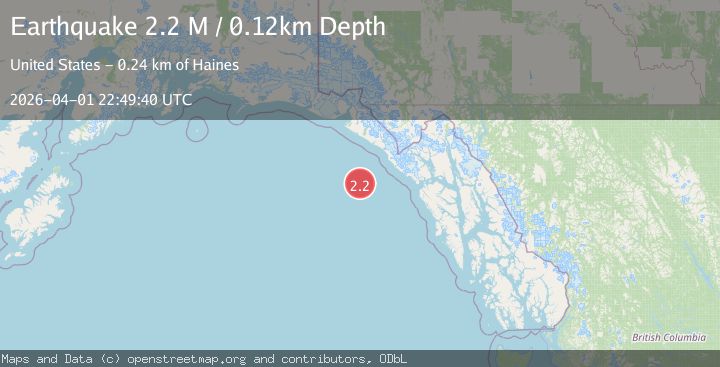 Map of off the coast of Southeastern Alaska