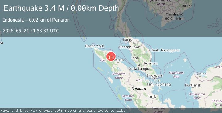 Map of northern Sumatra, Indonesia