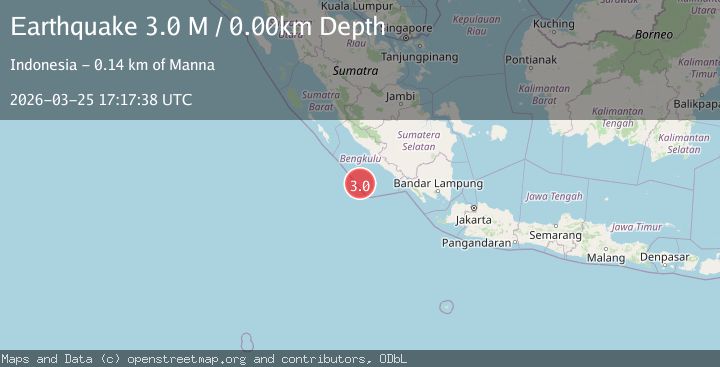 Map of southwest of Sumatra, Indonesia