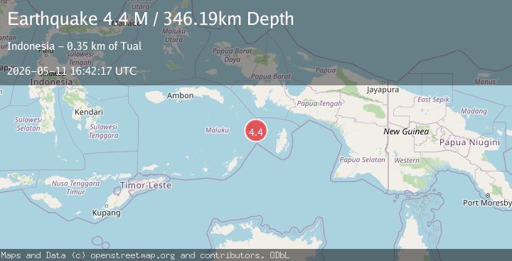 Map of Kepulauan Aru region, Indonesia