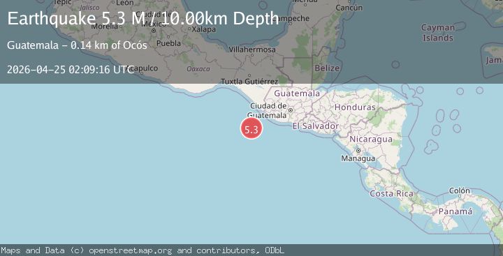 Map of off the coast of Chiapas, Mexico