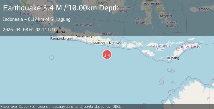 Map of south of Java, Indonesia