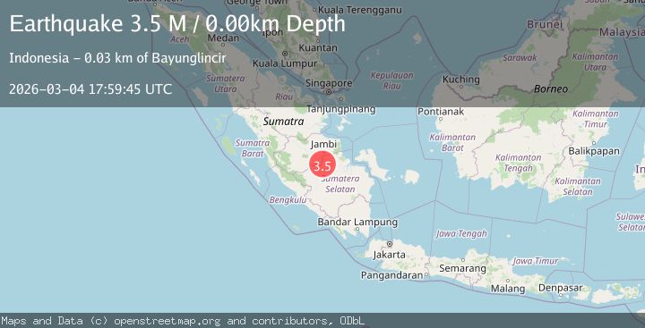Map of southern Sumatra, Indonesia