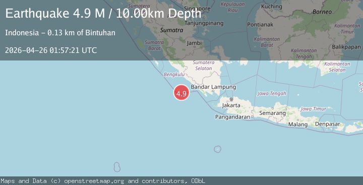 Map of southern Sumatra, Indonesia