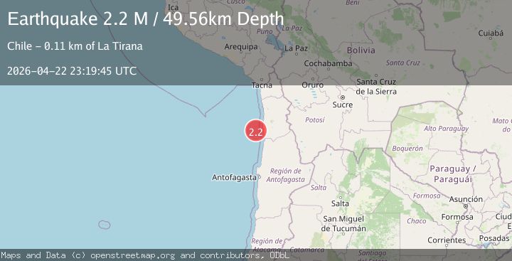 Map of near the coast of Tarapaca, Chile