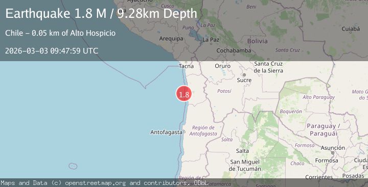 Map of near the coast of Tarapaca, Chile