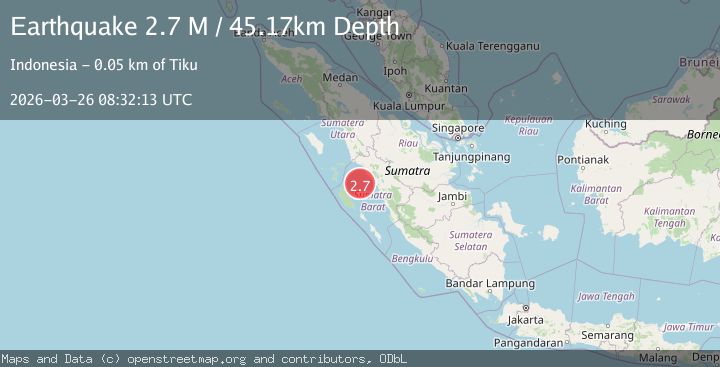 Map of southern Sumatra, Indonesia