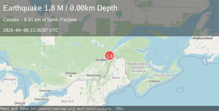 Map of southern Quebec, Canada