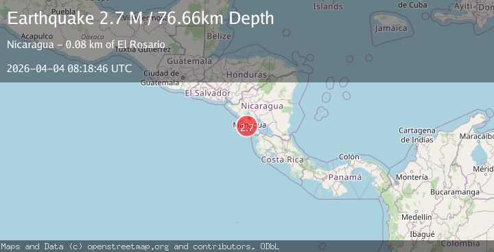 Map of near the coast of Nicaragua