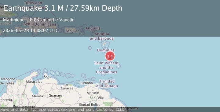 Map of Martinique region, Windward Islands