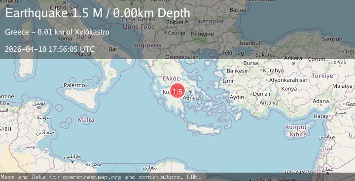 Map of Peloponnese Region, Greece