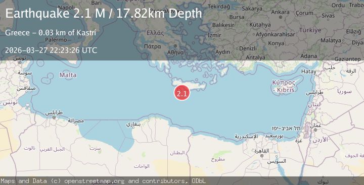 Map of Offshore Crete, Greece