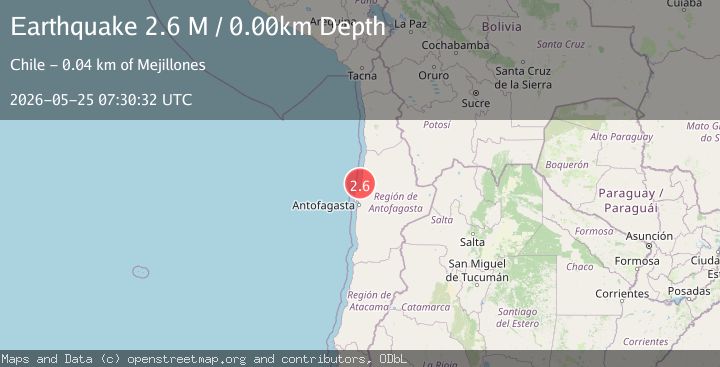 Map of near the coast of Antofagasta, Chile