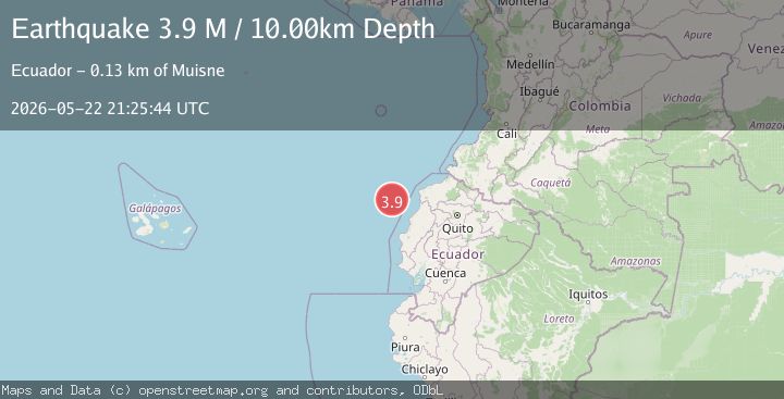 Map of off the coast of Ecuador