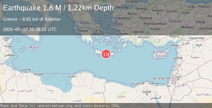 Map of Offshore Crete, Greece