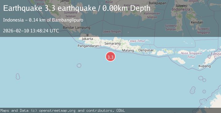 Map of south of Java, Indonesia