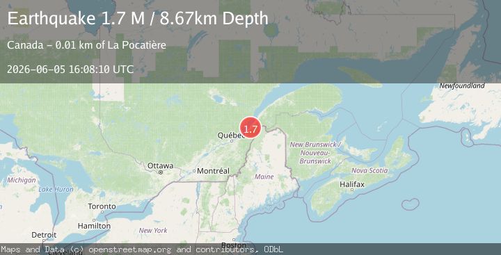 Map of southern Quebec, Canada