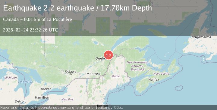 Map of southern Quebec, Canada