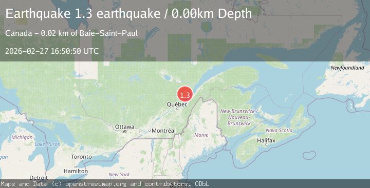 Map of southern Quebec, Canada