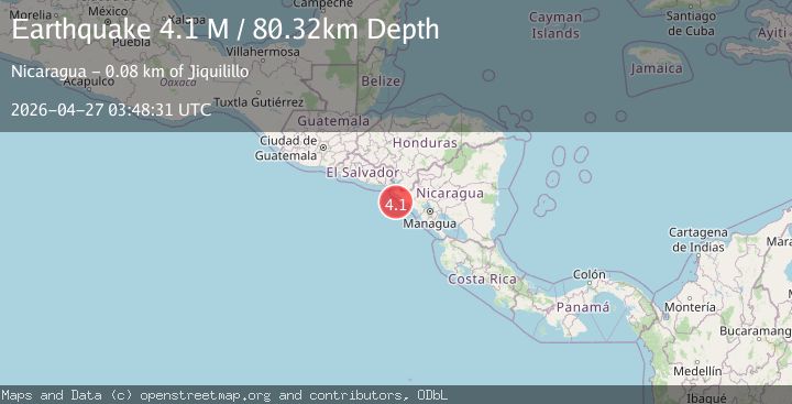Map of near the coast of Nicaragua