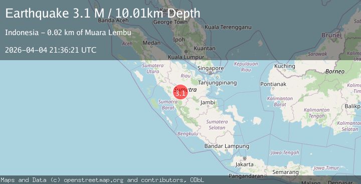 Map of southern Sumatra, Indonesia