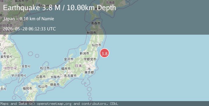 Map of off the east coast of Honshu, Japan