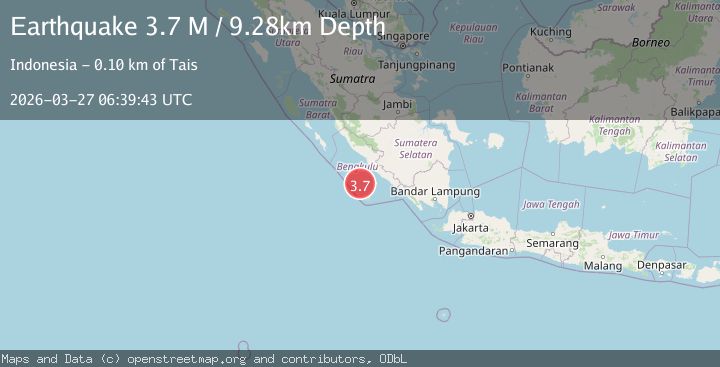 Map of southern Sumatra, Indonesia