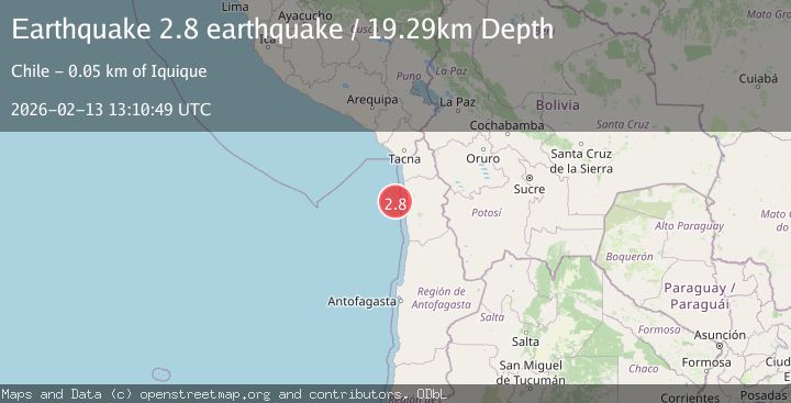 Map of near the coast of Tarapaca, Chile