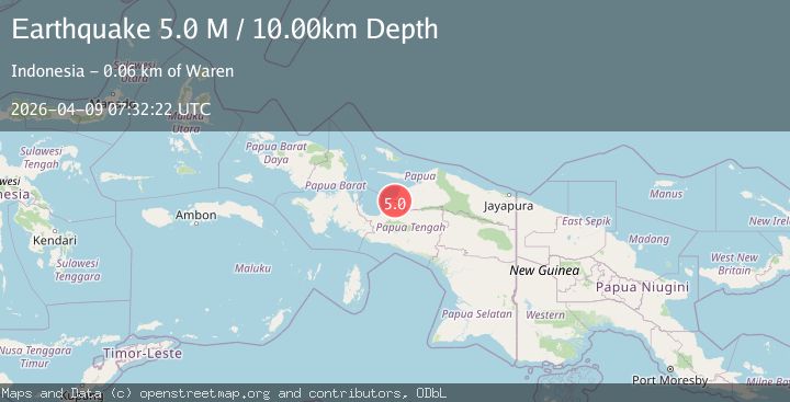 Map of near the north coast of Papua, Indonesia