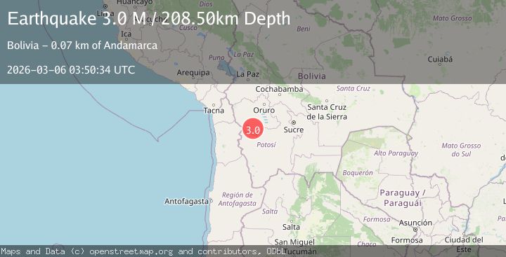 Map of Oruro, Bolivia