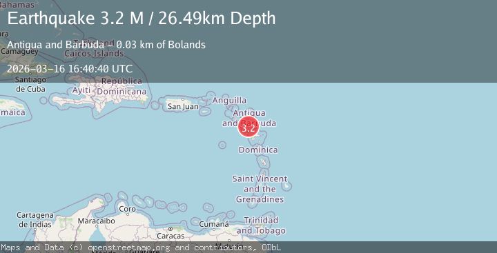 Map of Antigua and Barbuda region, Leeward Islands