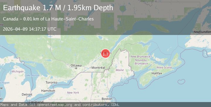 Map of southern Quebec, Canada
