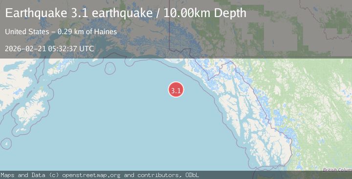 Map of off the coast of Southeastern Alaska