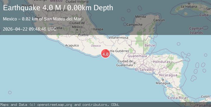 Map of offshore Oaxaca, Mexico