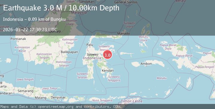 Map of Sulawesi, Indonesia