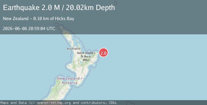 Map of off the east coast of the North Island of New Zealand