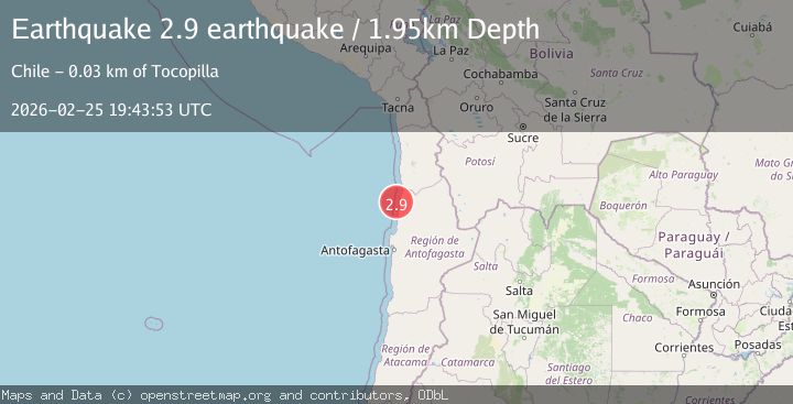Map of near the coast of Antofagasta, Chile