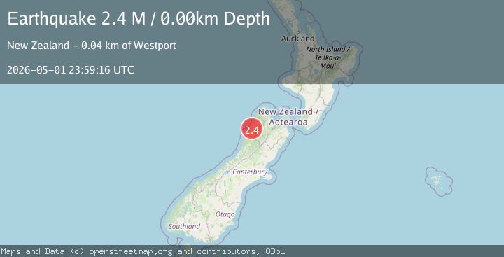 Map of South Island of New Zealand