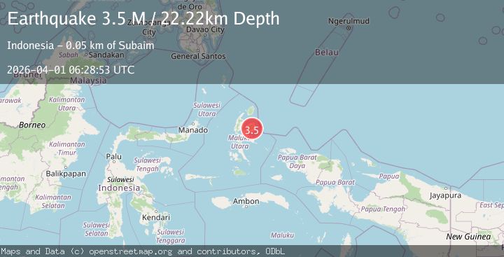 Map of Halmahera, Indonesia