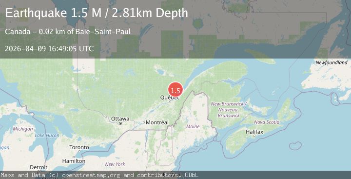 Map of southern Quebec, Canada