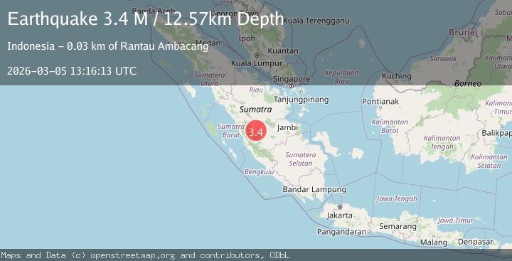 Map of southern Sumatra, Indonesia
