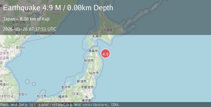 Map of near the east coast of Honshu, Japan